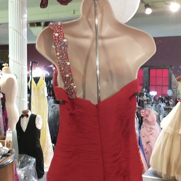 Epic Formals Front Slit That Rhinestoned Red Dress - Picture 7 of 9